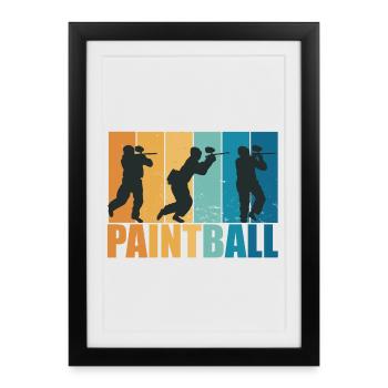 Paintball Paintballer Gotcha Vintage Cadeau - Affiche encadrée (27 × 37 cm) - noir - Devant