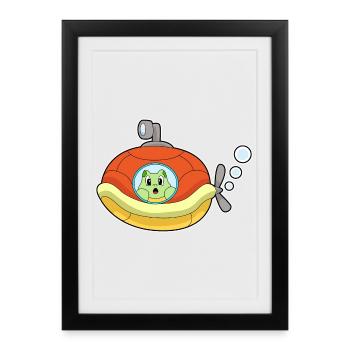 Turtle Submarine - Framed poster (27 × 37 cm) - black - Front