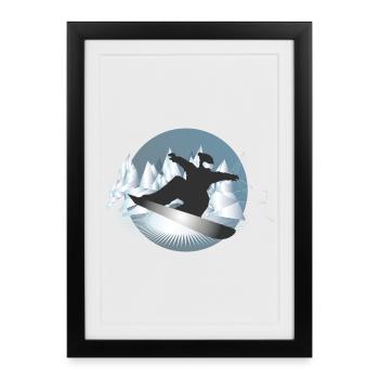 Snowboard en montagne pour les snowboarders - Affiche encadrée (27 × 37 cm) - noir - Devant