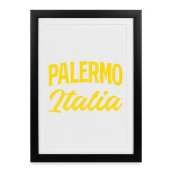Écriture jaune Palermo Italia - Affiche encadrée (27 × 37 cm) - noir - Devant