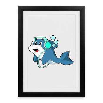 Musique casque Delfin - Affiche encadrée (27 × 37 cm) - noir - Devant