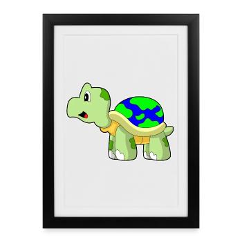 Schildkröte Erdkugel - Gerahmtes Poster (27 × 37 cm) - Schwarz - Vorne