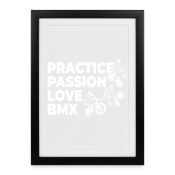 Drôle de slogan BMX - Affiche encadrée (27 × 37 cm) - noir - Devant