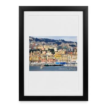 Gênes Italie – GÊNES Italie Port - Affiche encadrée (27 × 37 cm) - noir - Devant