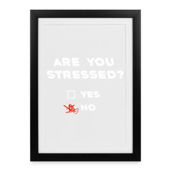 « Êtes-vous stressé ? NON !! » Citation amusante - Affiche encadrée (27 × 37 cm) - noir - Devant