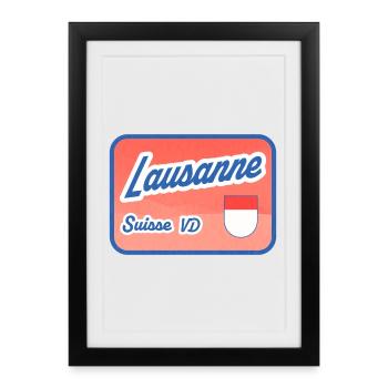 Lausanne Signe Rétro Suisse VD - Affiche encadrée (27 × 37 cm) - noir - Devant