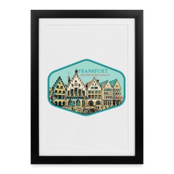 centre historique : Hôtel de ville de Francfort - Affiche encadrée (27 × 37 cm) - noir - Devant