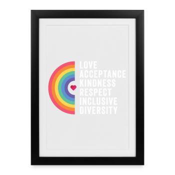 LGBT Pride Month - Love. Acceptance. Kindness. - Framed poster (27 × 37 cm) - black - Front