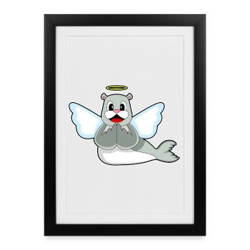 Seal Angel Wings - Framed poster (27 × 37 cm) - black - Front