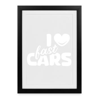 J’aime les voitures voitures sport tuner icône logo icône - Affiche encadrée (27 × 37 cm) - noir - Devant