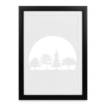 Forest, Moon, Mixed Forest, Nature, Oak, Beech, Birch, Spruce - Framed poster (27 × 37 cm) - black - Front