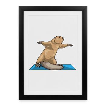 Beaver Yoga Gymnastique - Affiche encadrée (27 × 37 cm) - noir - Devant