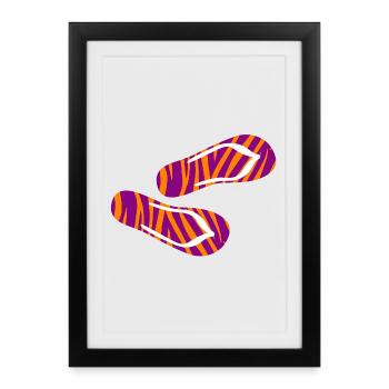 Zebra Safari Pattern Flip Flops Slippers Holiday Fun - Framed poster (27 × 37 cm) - black - Front