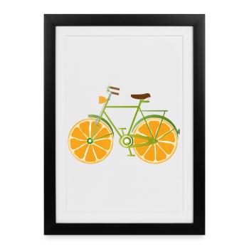 Funny bike with orange wheels fruity funny - Framed poster (27 × 37 cm) - black - Front