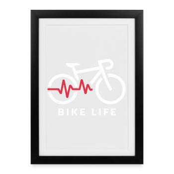 Illustration de battement de cœur de la vie à vélo - Affiche encadrée (27 × 37 cm) - noir - Devant