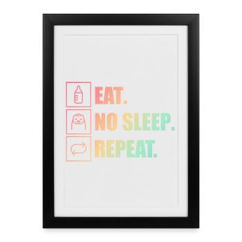 Eat. No Sleep. Repeat. – Parent mode active - Framed poster (27 × 37 cm) - black - Front