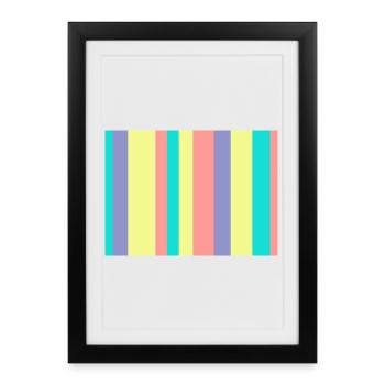 Mélange de couleurs rayées pastel - Affiche encadrée (27 × 37 cm) - noir - Devant