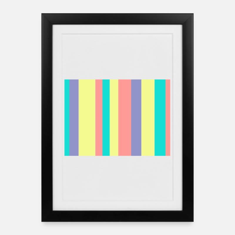 Pastel striped color mix - Framed poster (27 × 37 cm) - black