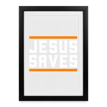Jésus sauve d’une manière chrétienne - Affiche encadrée (27 × 37 cm) - noir - Devant