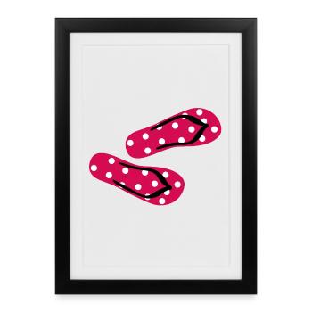 Slippers Toadstool Flip Flops Points Dots Summer - Framed poster (27 × 37 cm) - black - Front