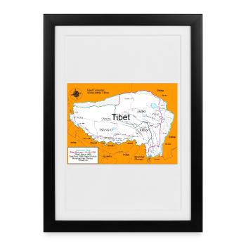 Carte historique du Tibet 1914 - 1950 - Affiche encadrée (27 × 37 cm) - noir - Devant