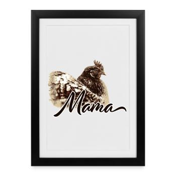 Charmante Huhn Illustration mit Mutter-Motiv - Gerahmtes Poster (27 × 37 cm) - Schwarz - Vorne