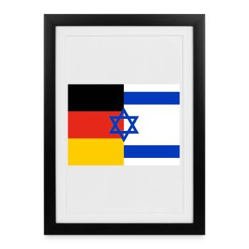 Drapeau Allemagne Israël - Affiche encadrée (27 × 37 cm) - noir - Devant