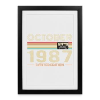 Anniversaire octobre 1987 - Birthday october 1987 - Affiche encadrée (27 × 37 cm) - noir - Devant