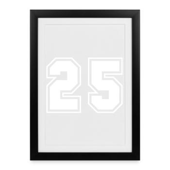 Block Style Sporty Number Design 25 - Framed poster (27 × 37 cm) - black - Front