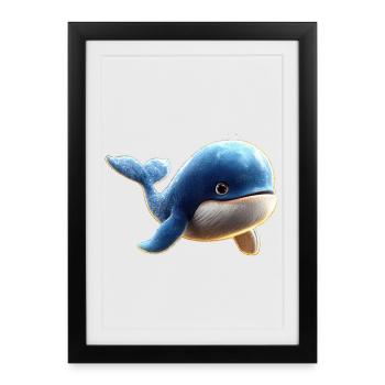 Baleine bleue Baleine Baleines bleues Baleines Chant Baleine Plongeur Baleines Océan - Affiche encadrée (27 × 37 cm) - noir - Devant
