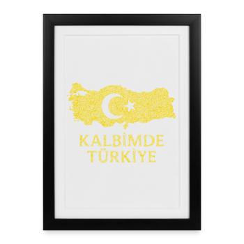 Kalbimde Türkiye Gold - Affiche encadrée (27 × 37 cm) - noir - Devant