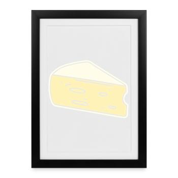 Humour fromage brie - Affiche encadrée (27 × 37 cm) - noir - Devant