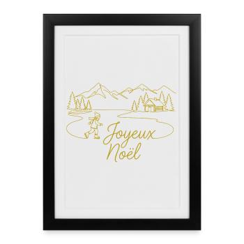 Joyeux Noël Christmas winter landscape - Framed poster (27 × 37 cm) - black - Front