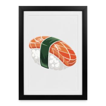 Nigiri Sushi with Green Ribbon - Framed poster (27 × 37 cm) - black - Front