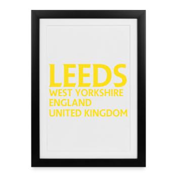 Leeds – England Lyrics Design - Framed poster (27 × 37 cm) - black - Front