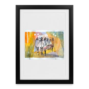 Abstract People, Watercolor - Framed poster (27 × 37 cm) - black - Front