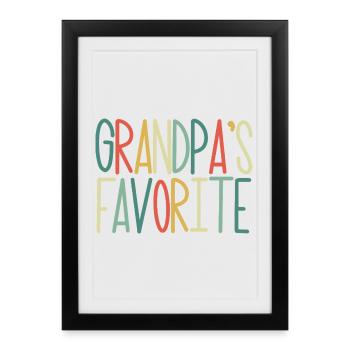 Petit-enfant préféré Drôle de grand-père préféré - Affiche encadrée (27 × 37 cm) - noir - Devant