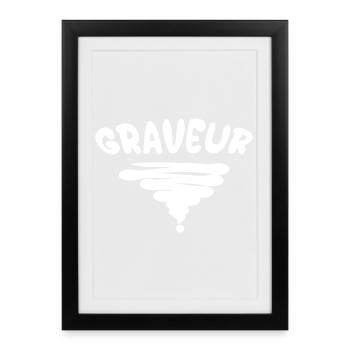 Engraver Swirl Emblem - Framed poster (27 × 37 cm) - black - Front