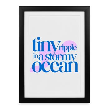 Tiny ripple in a stormy ocean (rosè background) - Framed poster (27 × 37 cm) - black - Front