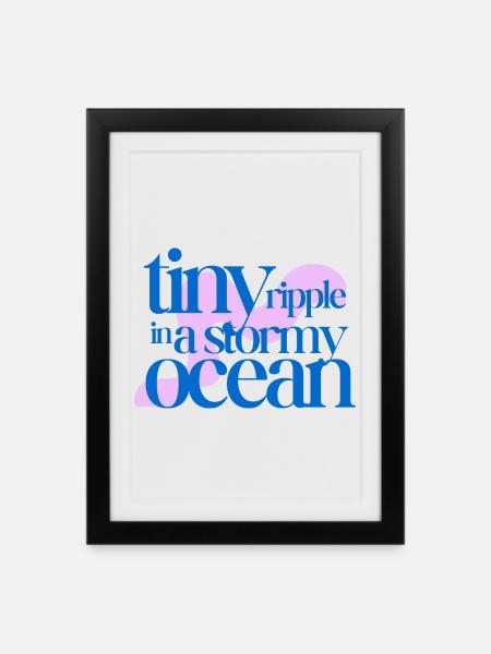 Tiny ripple in a stormy ocean (rosè background) - Framed poster (27 × 37 cm) - black