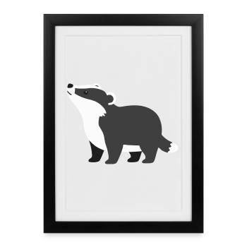 Süßer neugieriger dachs minimalistischen Stil - Gerahmtes Poster (27 × 37 cm) - Schwarz - Vorne