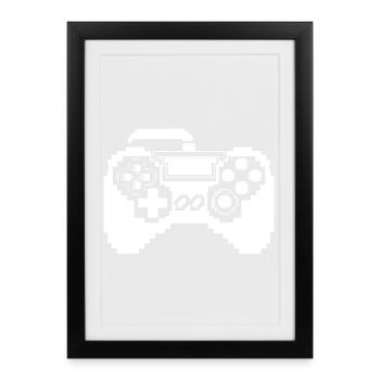 Game Controller Pixel Graphics - Framed poster (27 × 37 cm) - black - Front