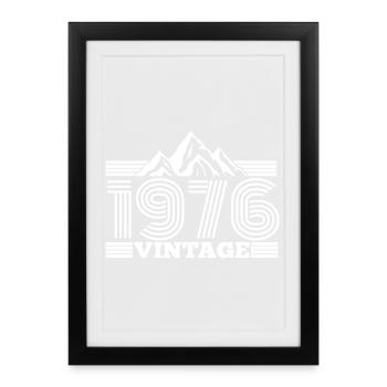 Vintage 50. Geburtstag Jahrgang 1976 Camping Berge - Gerahmtes Poster (27 × 37 cm) - Schwarz - Vorne
