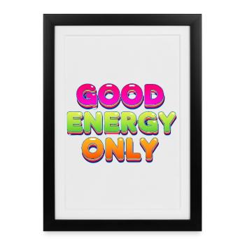Bonne énergie, design rétro coloré et statement - Affiche encadrée (27 × 37 cm) - noir - Devant