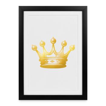 Silhouette couronne d’or - Affiche encadrée (27 × 37 cm) - noir - Devant