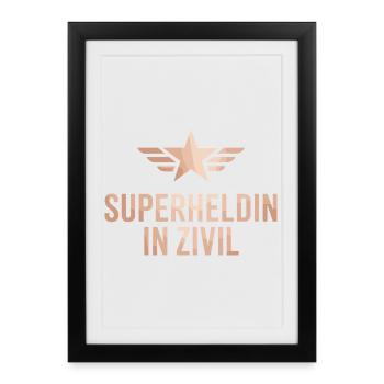 Super-héroïne en costume de super-héros civil - Affiche encadrée (27 × 37 cm) - noir - Devant