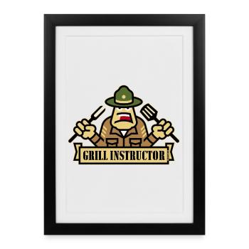 Grill Instructor (Grilling / BBQ / Barbecue / Outl) - Framed poster (27 × 37 cm) - black - Front