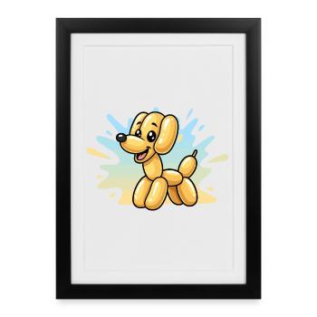 Chien ballon au soleil - Affiche encadrée (27 × 37 cm) - noir - Devant