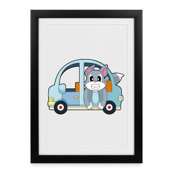 Cat Car - Affiche encadrée (27 × 37 cm) - noir - Devant
