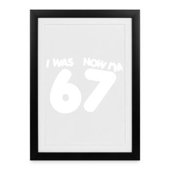 67 ans - sept ans soixante-sept sept anniversaire six ans - Affiche encadrée (27 × 37 cm) - noir - Devant